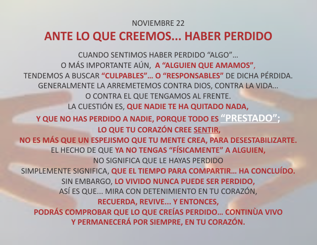 Ante lo que creemos... haber perdido